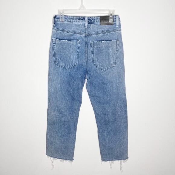 Oneteaspoon Studded Cropped Straight Jeans Blue Size 23 - Picture 6 of 7